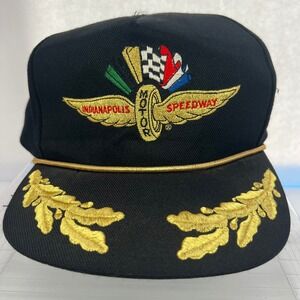 Indianapolis Motor Speedway Indy 500 Black Snapback Cap Gold Embroidery USA